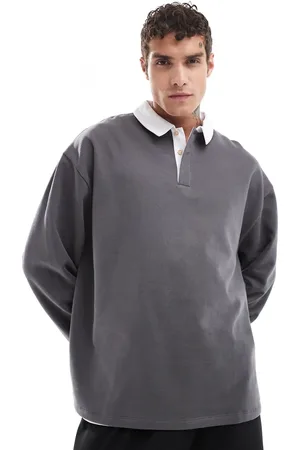 ASOS Oversized sweatshirt med rugby-design i koksgrå