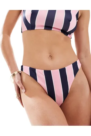 ASOS Sidney - Stribede hipster-bikinitrusser med høj benskæring-Multifarvet