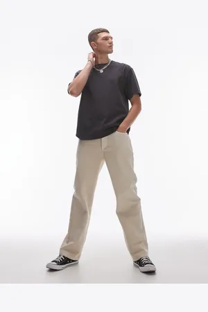Topman Bukser med lige ben i twill-Neutral