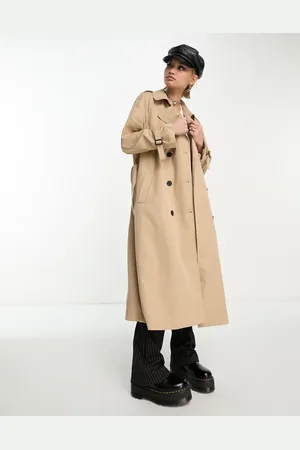 ONLY Dobbeltradet trenchcoat i kamelbrun-Neutral