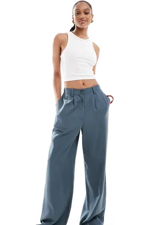 ASOS ASOS DESIGN Tall - Petroleumsblå dad-bukser med vide ben