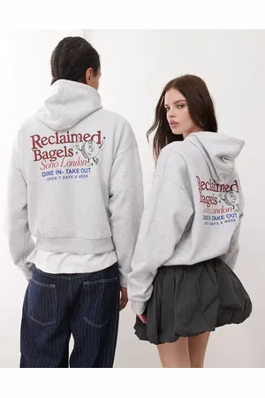 Reclaimed Unisex - hættetrøje med grafisk print på ryggen i firkantet pasform
