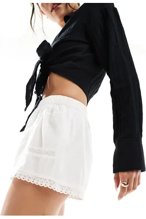 Cotton On Cotton On - Bloomer - Shorts i strukturstrik med blondekant-Hvid