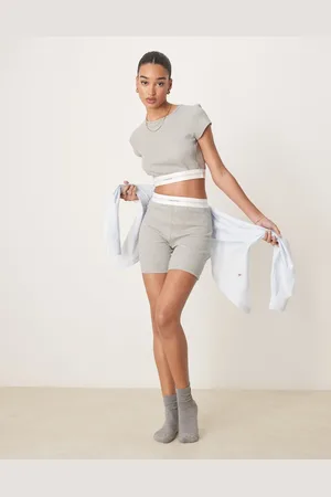 Calvin Klein Grå ribstrikkede leggingsshorts