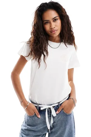 Lee Ecrufarvet T-shirt med lille logo i regular fit-Hvid