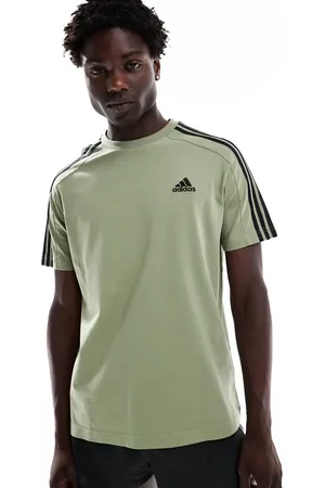 adidas Essentials - Grøn T-shirt i enkeltlags jersey med 3-striber