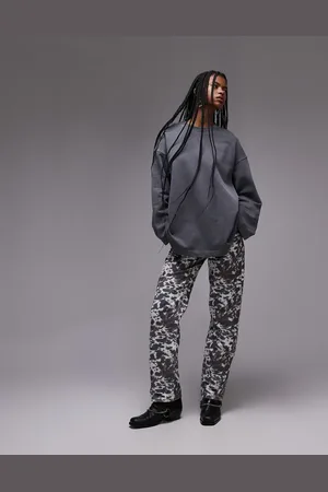 Topshop Lavtaljede bukser med lige ben og ponyprint