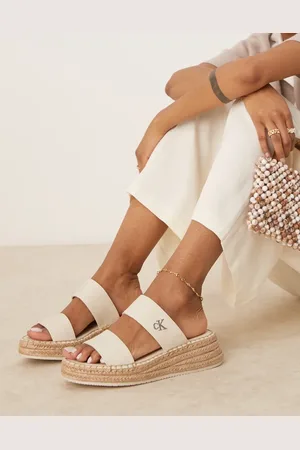 Calvin Klein Hvide espadrille-sandaler i slider-stil