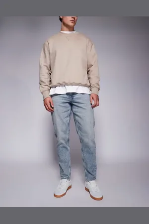 ASOS Tapered jeans i afbleget vask-Blå