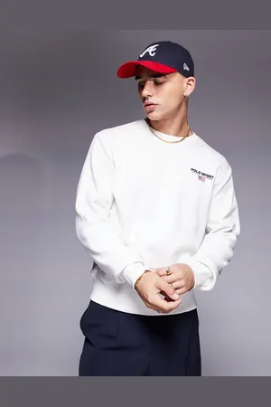 Ralph Lauren Sports Capsule - Cremehvid sweatshirt med rund hals og logo