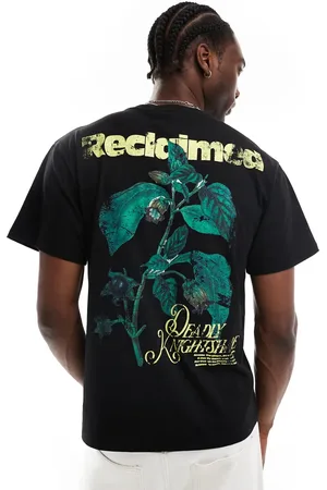 Reclaimed Cropped T-shirt med planteprint i firkantet pasform