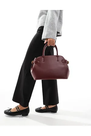 ASOS Arbejdstøj - Bordeauxrød tote-taske med indvendigt rum med spændedetalje