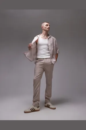 Topman Skinny-joggingbukser i premium-uldblanding-Neutral