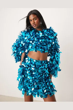 ASOS Og langærmet croptop med 3D-pailletter - Del af sæt