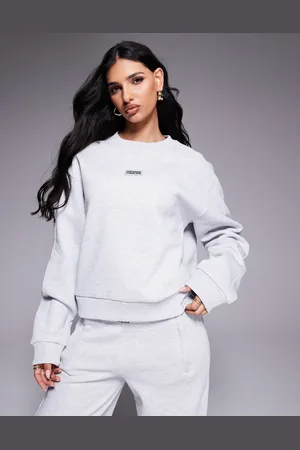 ASOS Weekend Collective - Gråmeleret sweatshirt med sømme - Del af sæt