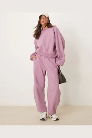 ASOS Støvet lyserøde joggingbukser med tøndeformede ben - Del af sæt