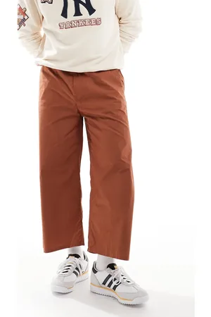Only & Sons Brune forvaskede og cropped bukser med barrel-ben