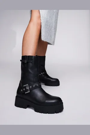 HUGO BOSS Kris - Sorte chunky bikerstøvler