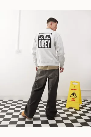 Obey Grå sweatshirt med print med ikoniske øjne