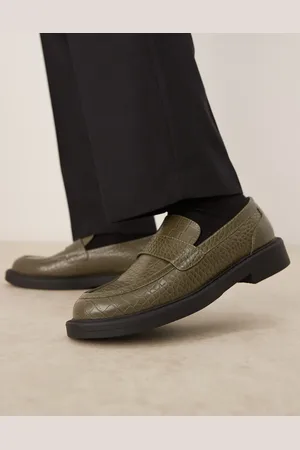 ASOS Olivengrønne prægede loafers