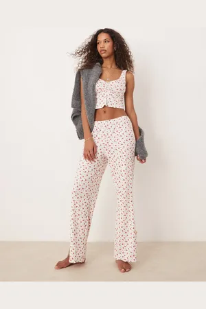 Free People Chintzy - Rødt og hvidtpyjamassæt med blomstermønster-Multifarvet