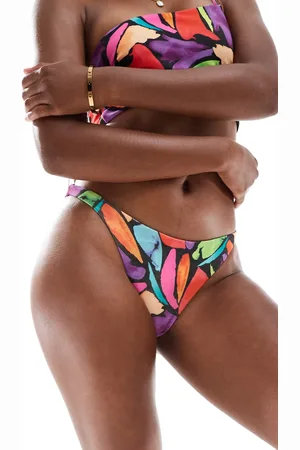 ASOS Lillie - Hipster-bikinitrusser med høj benskæring og multifarvet abstrakt print