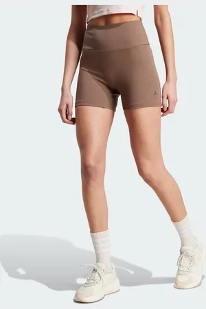 adidas Adidas - Brune ribstrikkede loungeshorts med høj talje