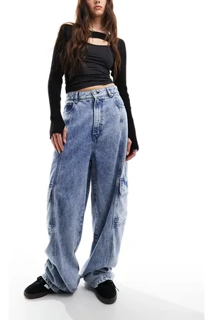 HUGO BOSS BOSS - Cargo-jeans med vide ben i stenvask