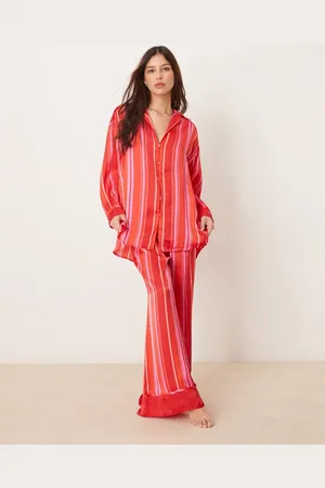 Free People Dreamy Days - Lyserødt pyjamassæt med striber i satin