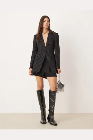 Miss Selfridge Monokrom afslappet blazer med nålestriber