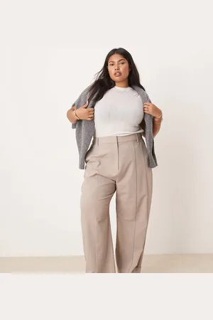 ASOS Curve - og skræddersyede bukser med remdetalje-Lyserød
