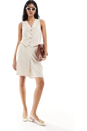 ASOS Longline-shorts med i hørblanding - Del af sæt-Neutral