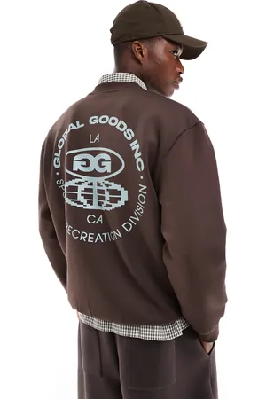 ASOS Oversized brun sweatshirt i scuba-stof med bryst- og rygprint