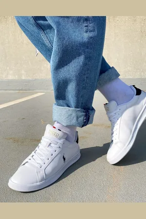 Ralph Lauren Heritage Court - Hvide sneakers med stribedetalje og hestelogo