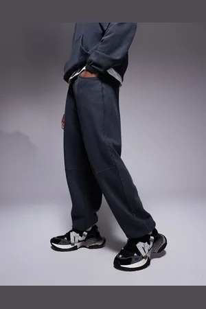 ASOS Vasket sorte oversized joggingbukser med kontrasterende syninger-Grå