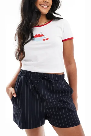 ASOS Skræddersyede pull-on-shorts med striber i marineblå-Multifarvet