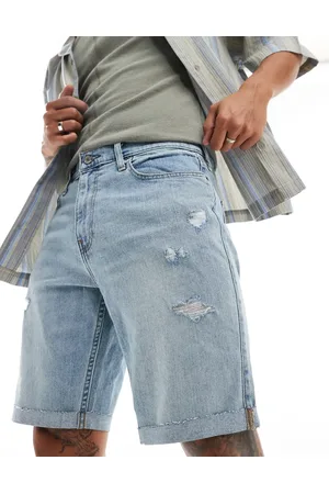 Hollister 9 tommers denimshorts i lys vask i slim fit med slid-Blå