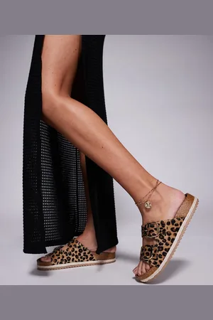 South Beach Espadrille-sandaler med dobbelt spænde og leopardprint-Multifarvet