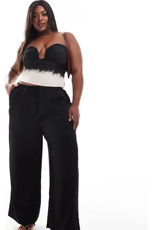 ASOS Curve - Sorte pull-on-bukser i satin