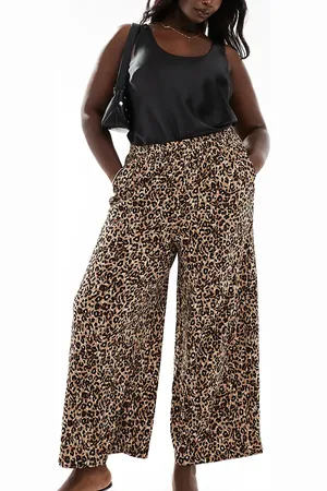 Yours Pull on-bukser med vidde og leopardprint