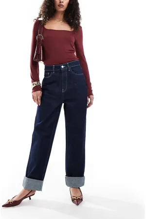 ASOS Højtaljede mom-jeans i skyllet vask
