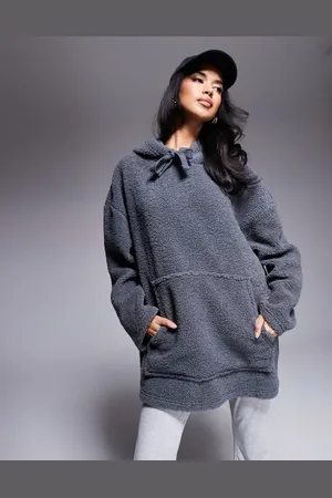 ASOS Weekend Collective - Grå og oversized hættetrøje i teddy-stof