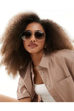 New Look Runde aviator-solbriller i guldfarve