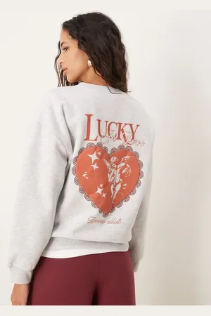 ASOS Og oversized sweatshirt med "Lucky in Love"/englegrafik