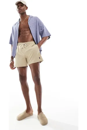 Ralph Lauren Traveler - mellemlange badeshorts med logoikon i slim fit-Neutral