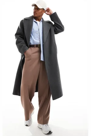 ASOS Grå oversized overfrakke i uldlook