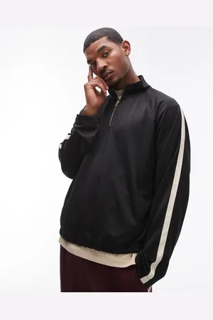 Topman Og oversized trøje med ståkrave og 1/4-lynlås samt bånddetalje