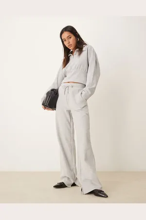 ASOS Gråmelerede joggingbukser med vide ben og løbesnor i superblødt stof