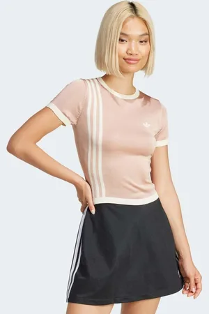 adidas Beige strikket kort T-shirt med 3 striber-Neutral