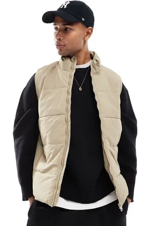 Only & Sons Ecrufarvet polstret vest med ståkrave-Neutral